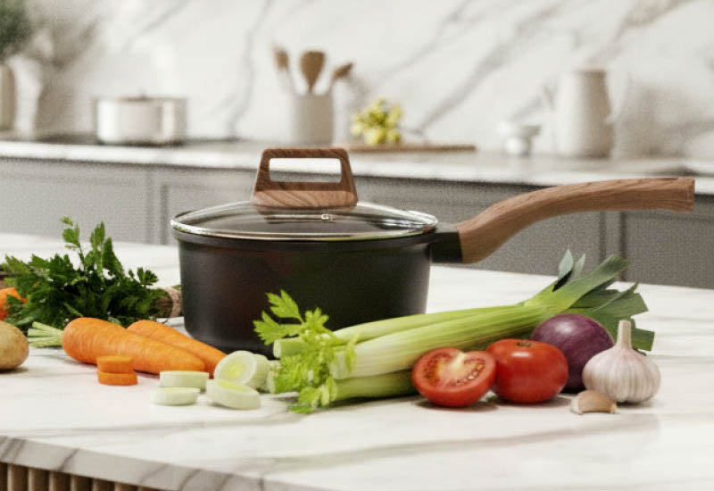 Kiválasztott, kiváló minőségű anyagok a gyors főzéshez és a hosszú élettartam érdekében.