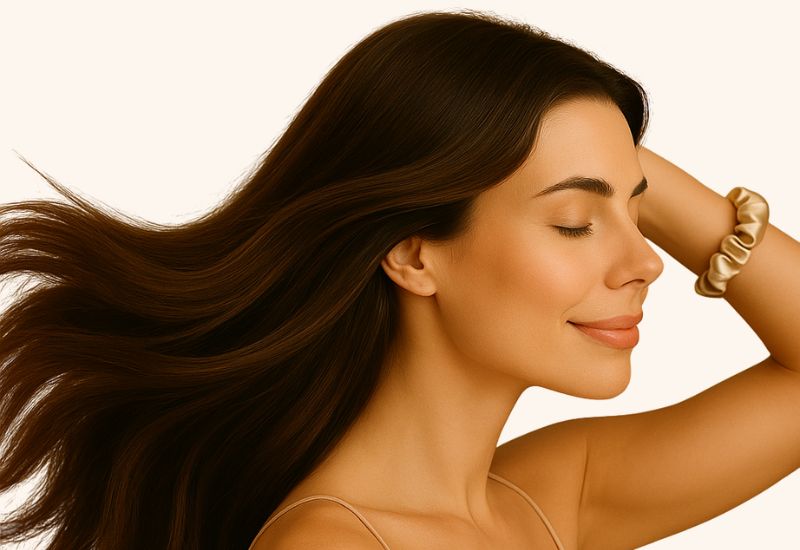 Fényes, sima haj göndörödés nélkül.