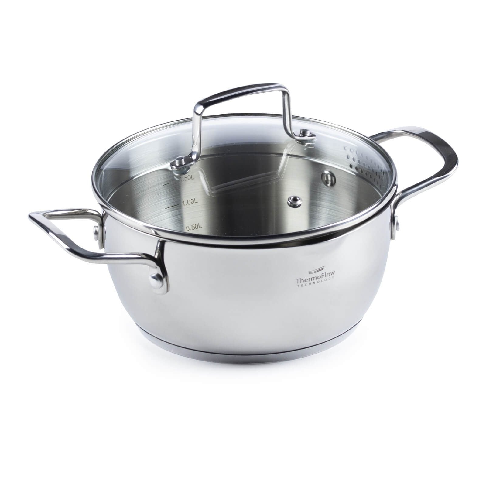 Rosmarino rozsdamentes acél fazék üvegfedővel Pour&Cook II – 2,6 L, 20 cm