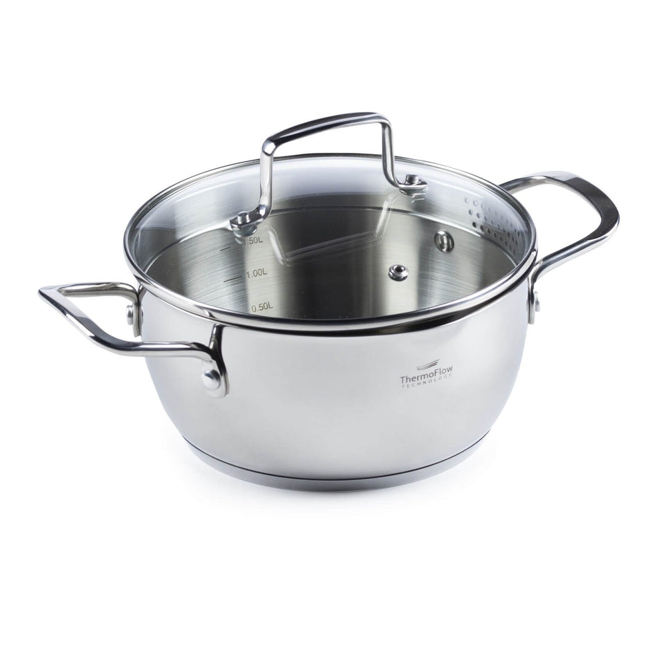 Rosmarino rozsdamentes acél fazék üvegfedővel Pour&Cook II – 2,6 L, 20 cm