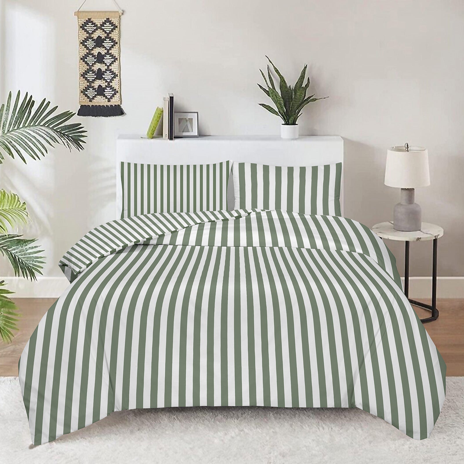Pamut ágyneműhuzat Svilanit Olive Stripe