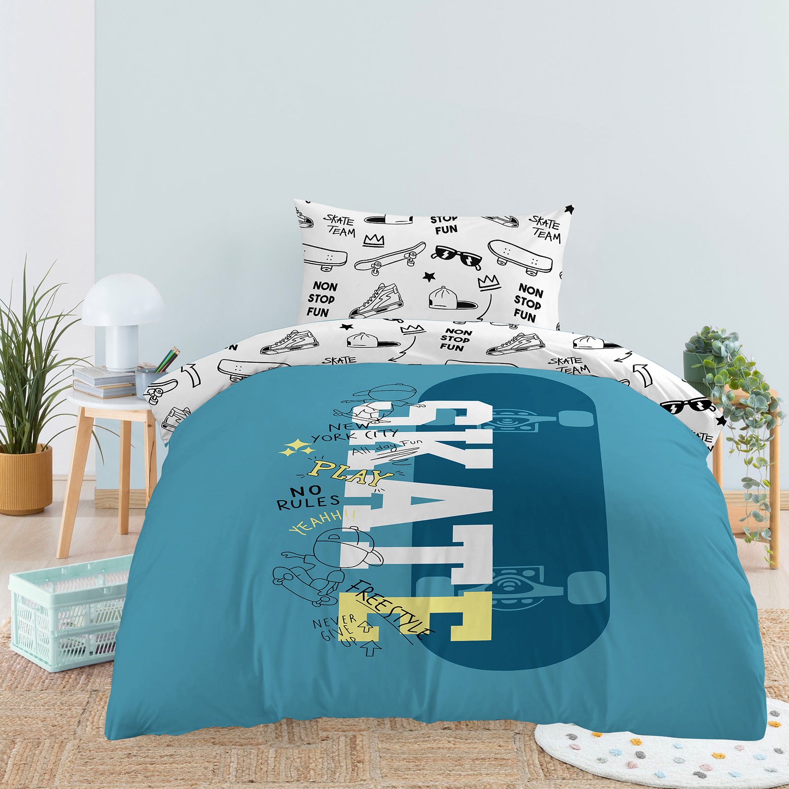 Pamut gyerek ágyneműhuzat Svilanit Skate City