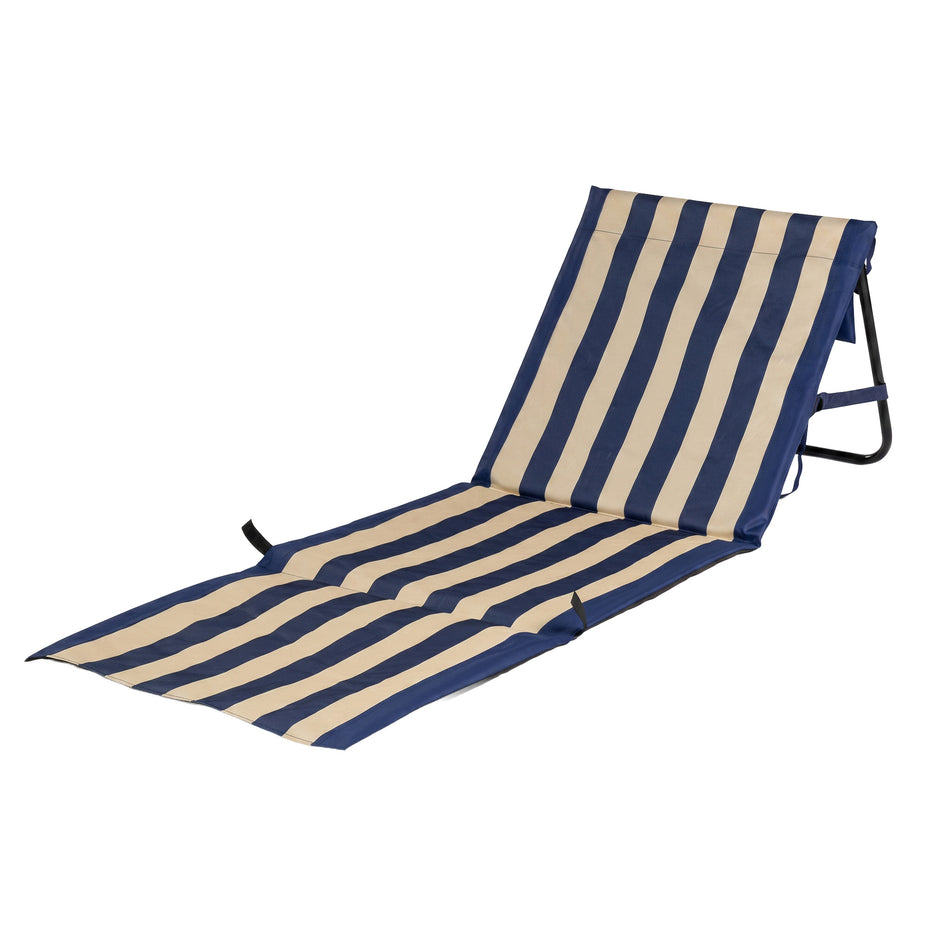 Svilanit strandfekvő matrac háttámlával Stripes, kék/homok