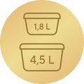 2 üvegedény (4,5 L és 1,8 L)