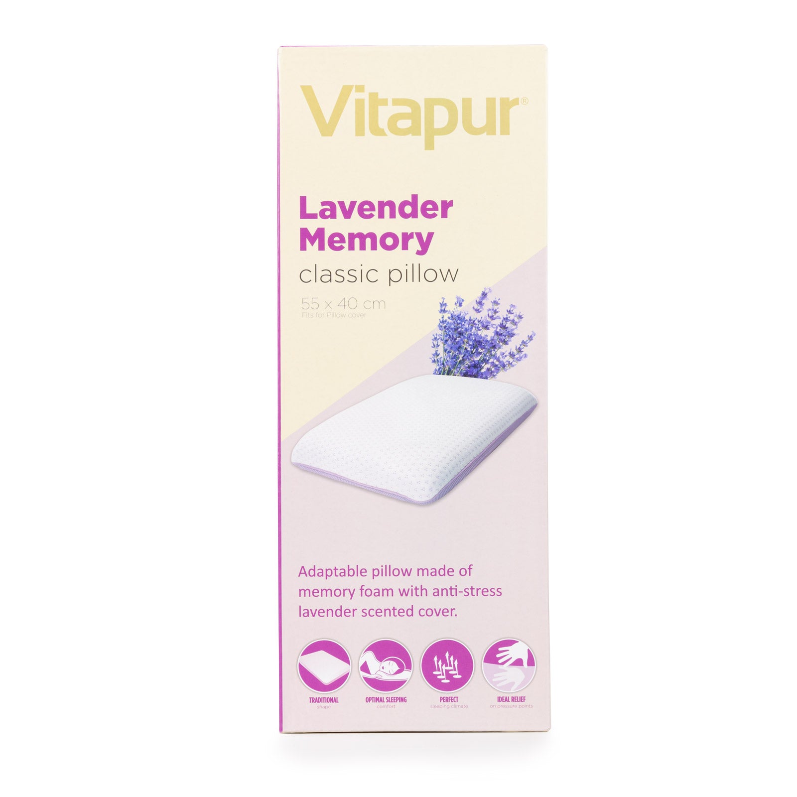 Klasszikus memóriahab párna Lavender Memory, 40x55 cm